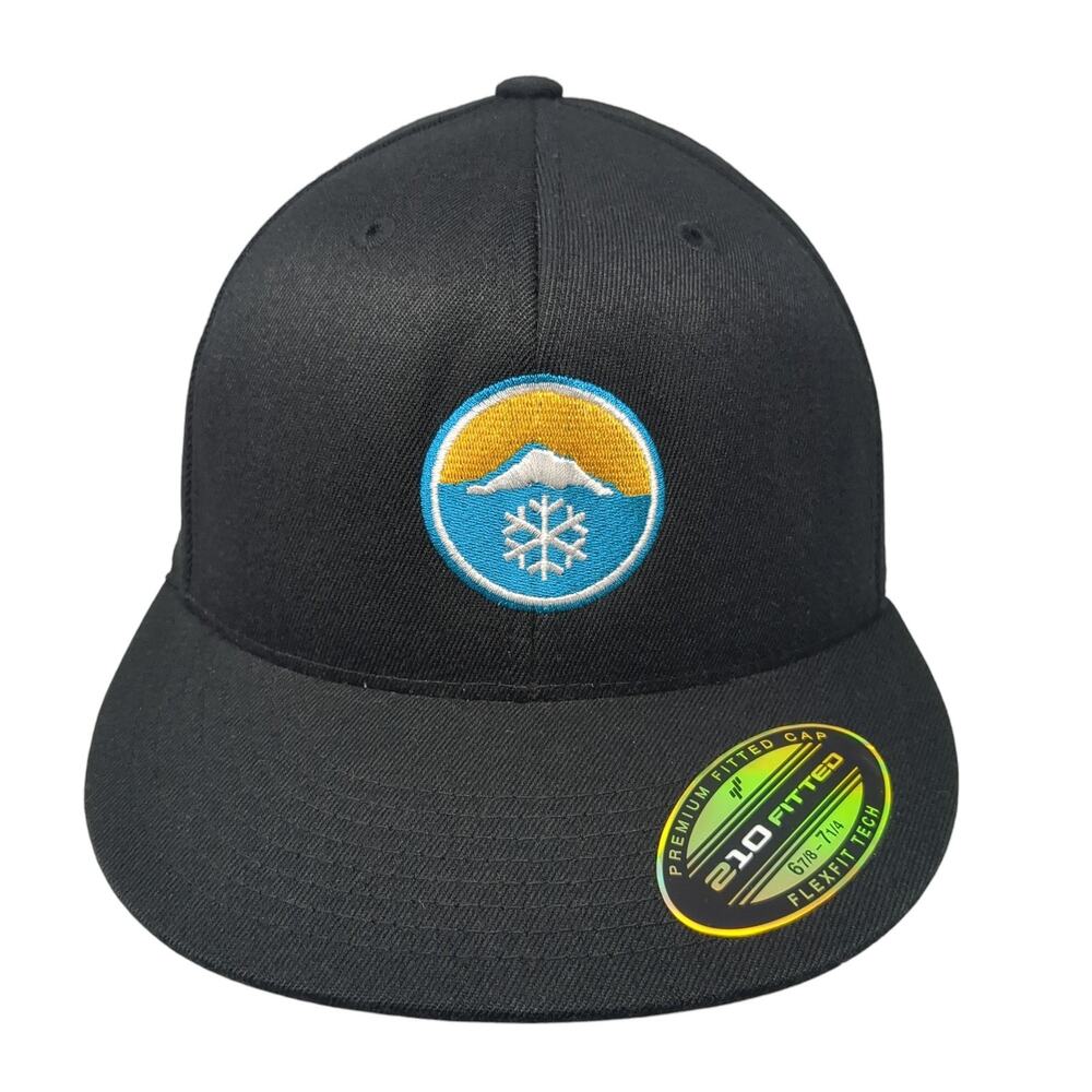 210 Fitted Baseball Cap Black 7 1/4 Lightweight Embroidered Flexfit Tech